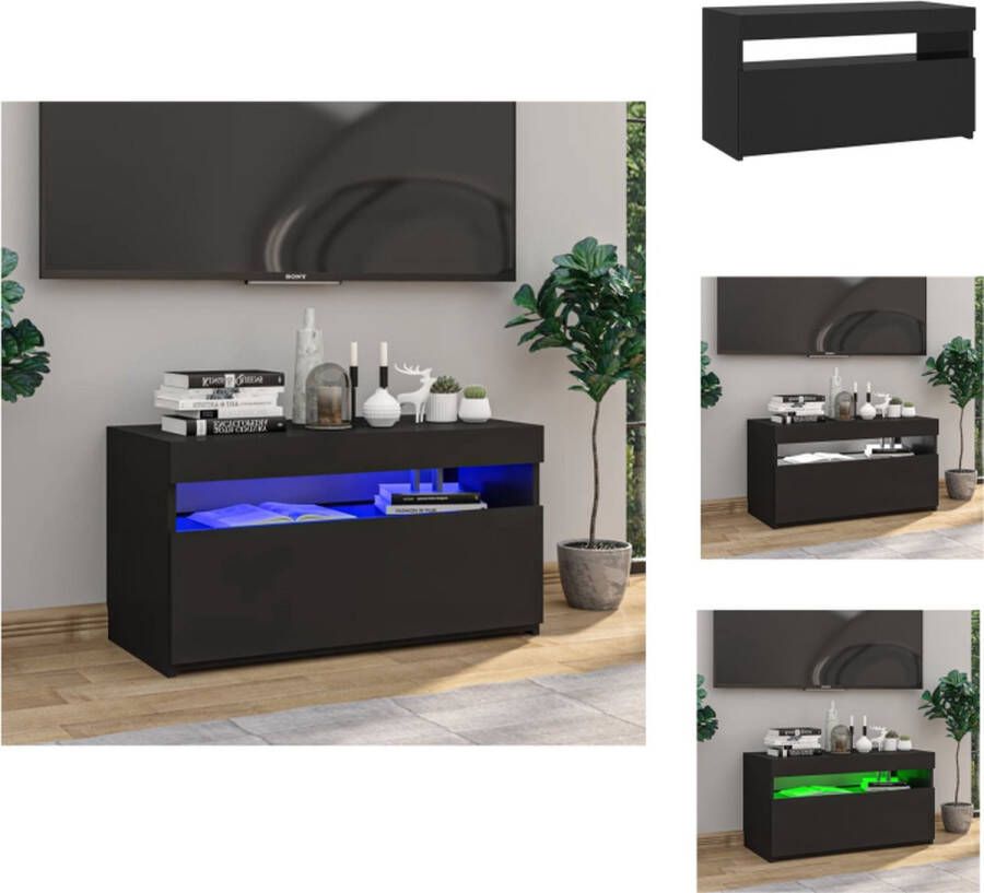 vidaXL Mediakast TV-meubel met LED-verlichting 75 x 35 x 40 cm Zwart Bewerkt hout Kast