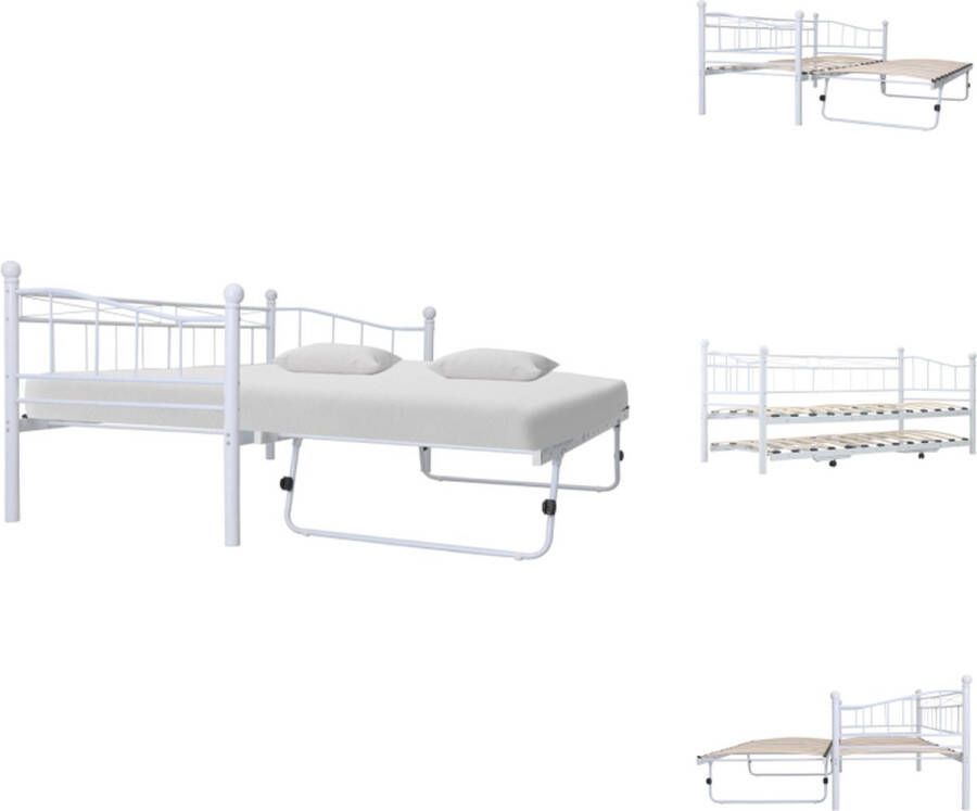 VidaXL Metalen Bedbank Stijlvol en Stevig Slaapbank Afmeting- 211 x 195 x 95 cm Kleur- Wit Bed - Foto 2