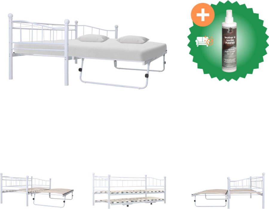 VidaXL Metalen Bedbank Stijlvol en Stevig Slaapbank Afmeting- 211 x 195 x 95 cm Kleur- Wit Bed Inclusief Reiniger - Foto 2