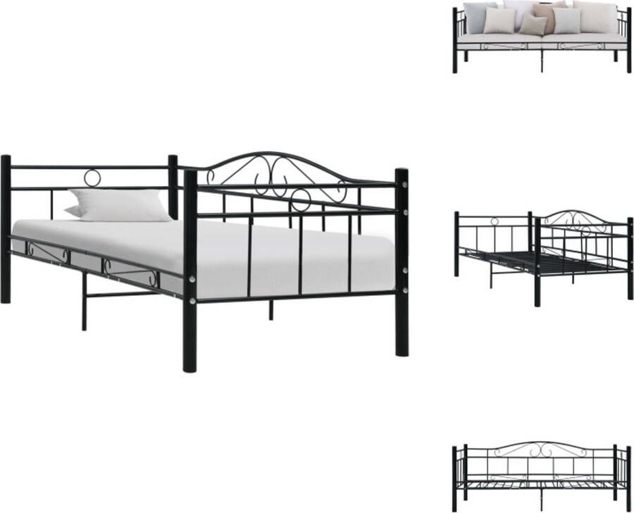 VidaXL Metalen Bedbank Zwart 206 x 97 x 74.5 cm Geschikt voor 90 x 200 cm Matras Montage vereist Bed