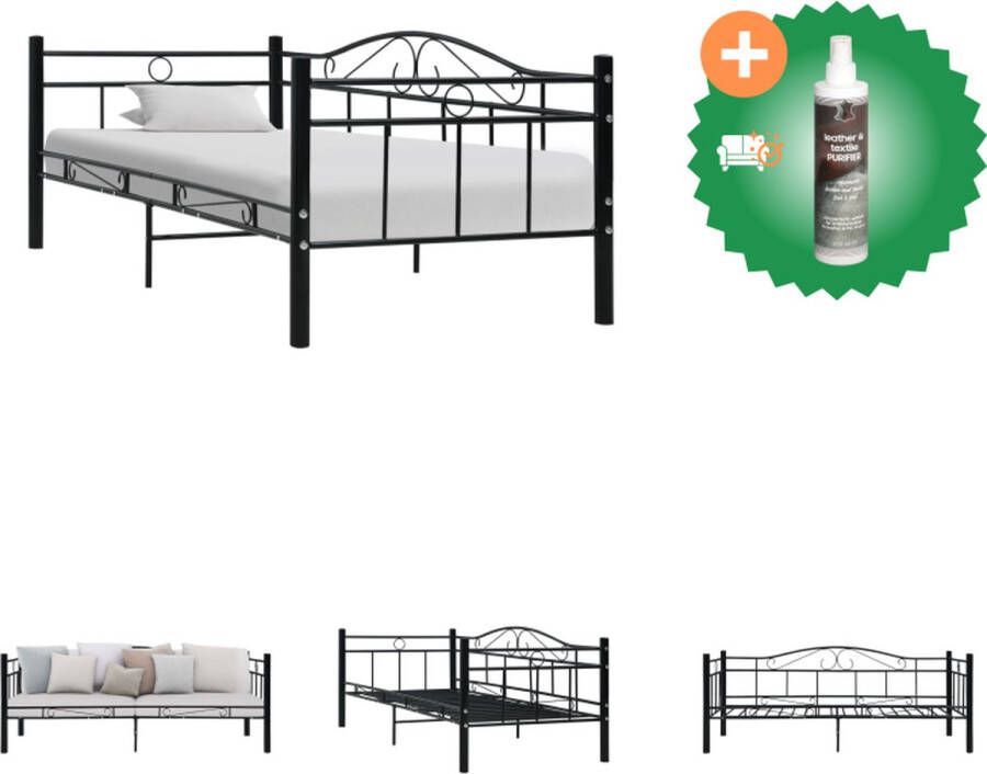 VidaXL Metalen Bedbank Zwart 206 x 97 x 74.5 cm Geschikt voor 90 x 200 cm Matras Montage vereist Bed Inclusief Reiniger