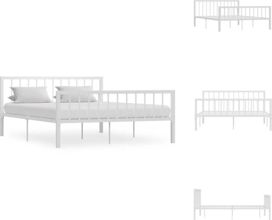 VidaXL Metalen Bedframe 208 x 166 x 84 cm Wit Geschikt voor 160 x 200 cm Matras Montage vereist Bed