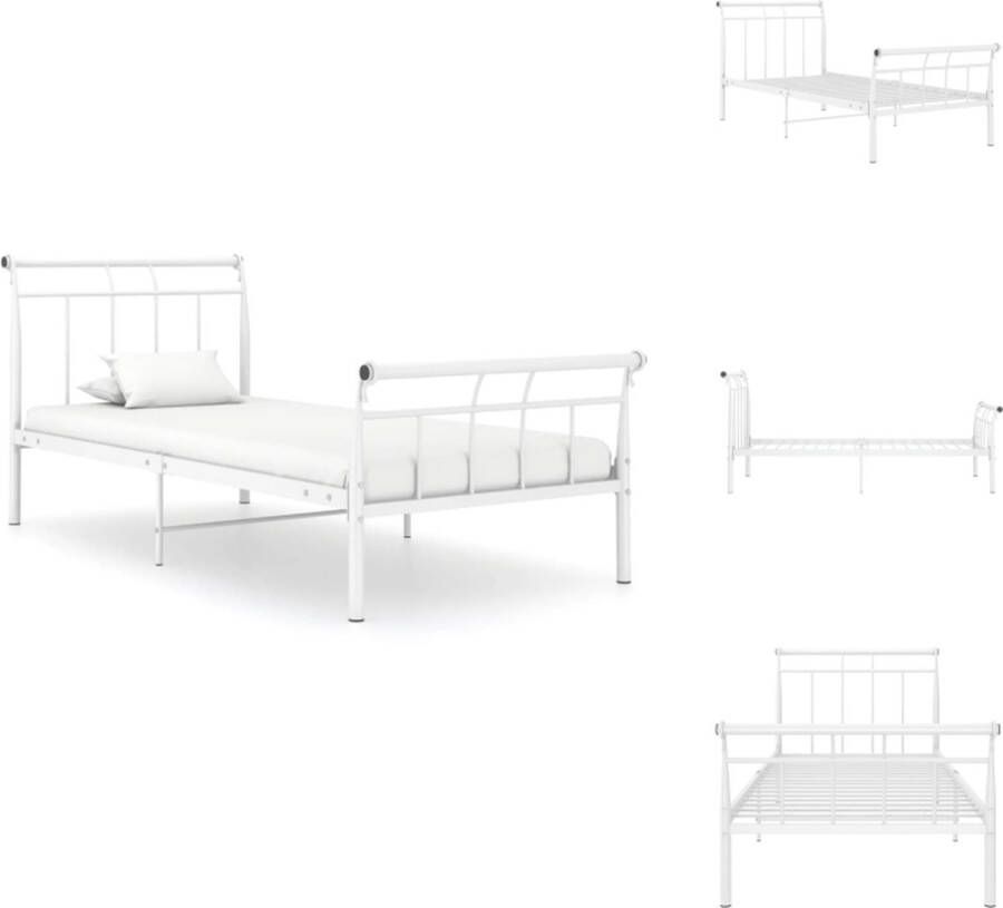 VidaXL Metalen Bedframe 208 x 96 x 90 cm Wit Montage vereist Bed