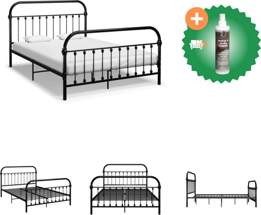 VidaXL Metalen Bedframe 213 x 151 x 109 cm Zwart Geschikt voor 140 x 200 cm Matras Montage Vereist Bed Inclusief Reiniger