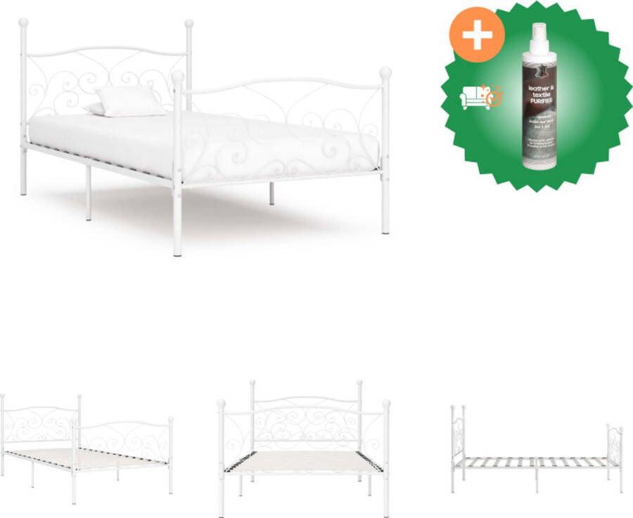 VidaXL Metalen Bedframe Classic Bedframe met lattenbodem 211 x 99 x 105 cm Kleur- wit Bed Inclusief Reiniger