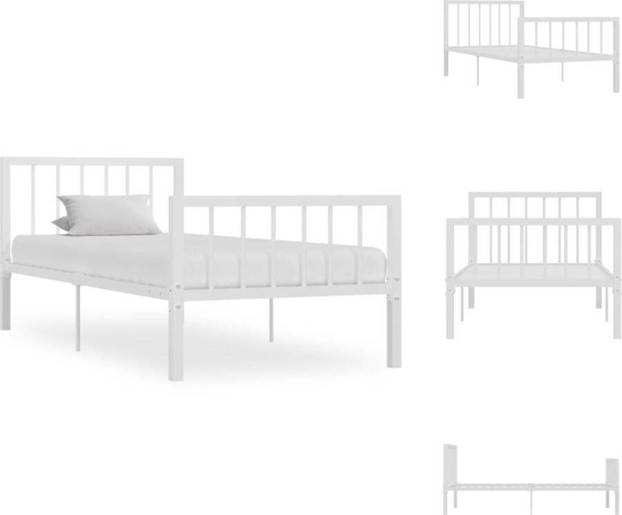 VidaXL Metalen Bedframe Classic Bedframes 100 x 200 cm Massieve constructie Comfortabele lattenbodem Montage vereist Bed