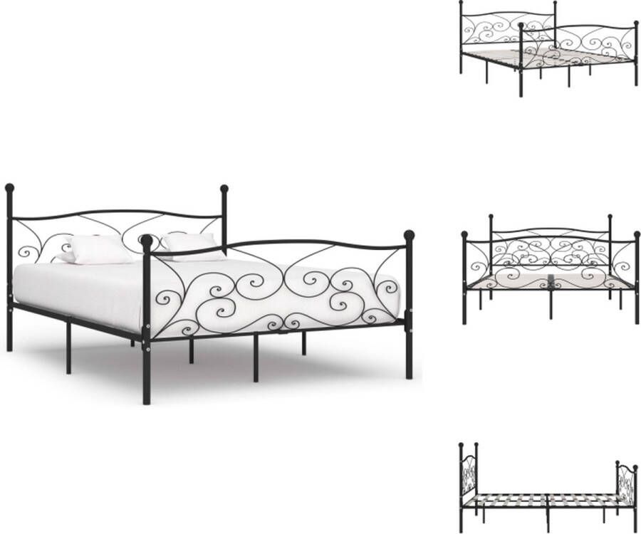 VidaXL Metalen Bedframe Classic Slaapkamermeubilair 211 x 209 x 105 cm Zwart Bed