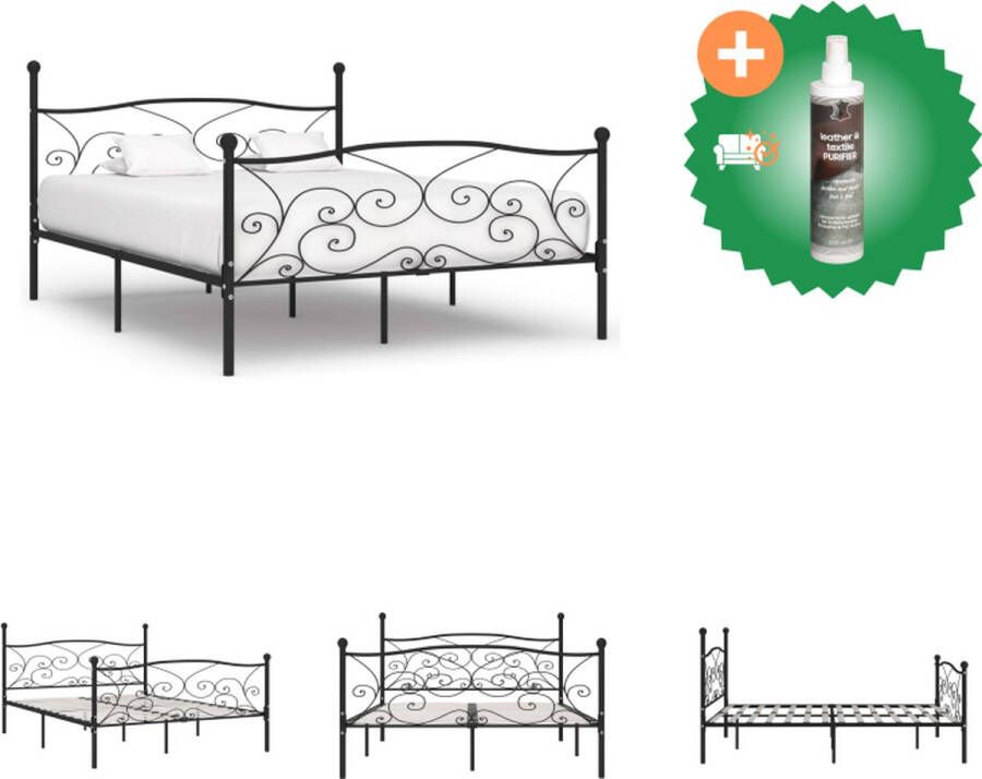 VidaXL Metalen Bedframe Classic Slaapkamermeubilair 211 x 209 x 105 cm Zwart Bed Inclusief Reiniger