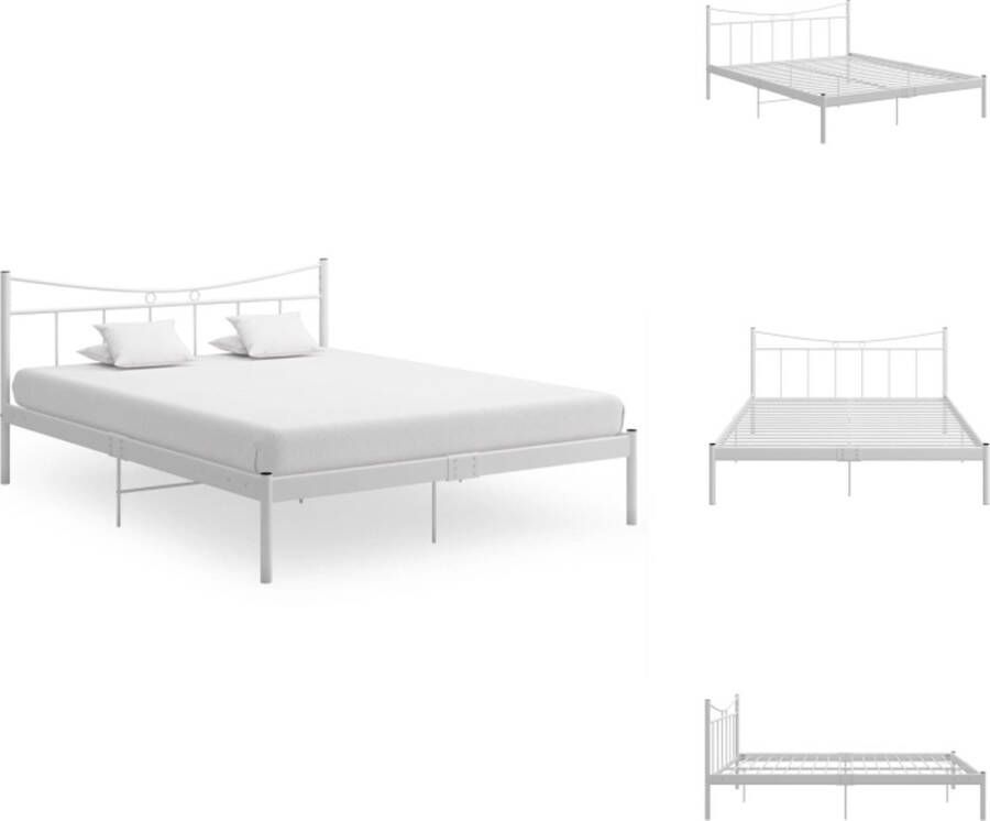 VidaXL Metalen Bedframe Comfort Bed 140x200 cm Kleur- wit Bed