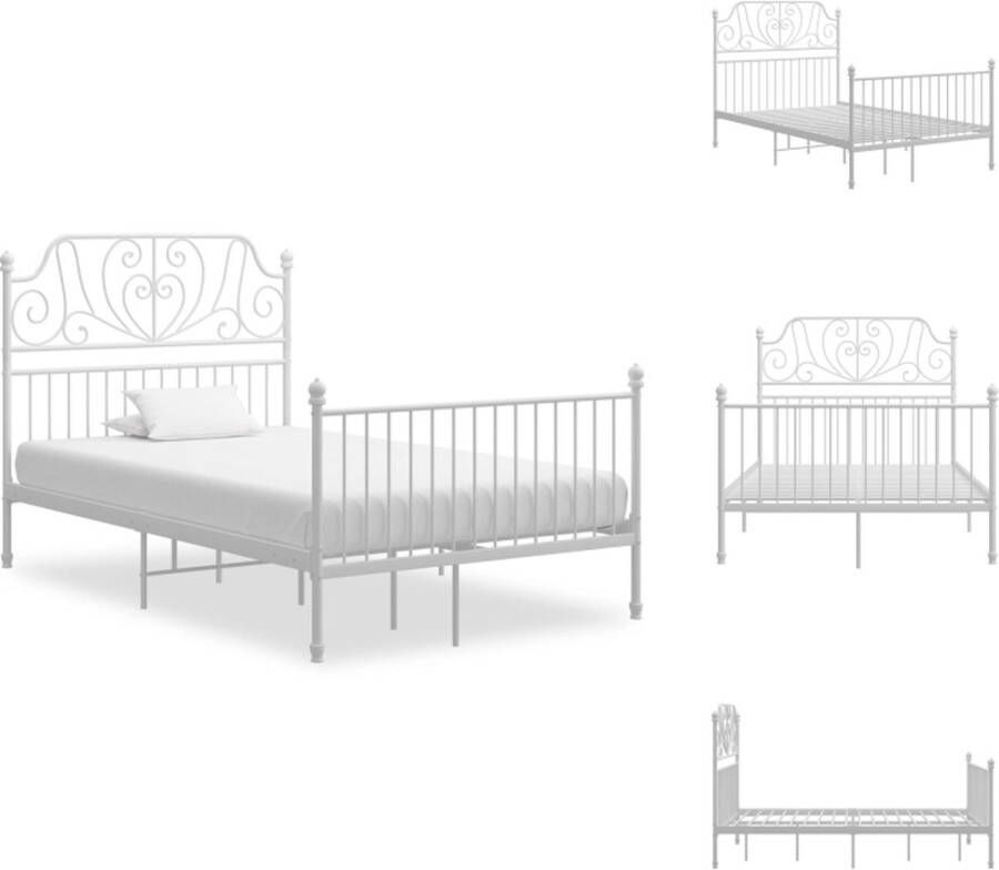 VidaXL Metalen Bedframe Comfort Bed Afmeting- 206 x 124 x 124 cm Kleur- Wit Materiaal- Gepoedercoat metaal Bed