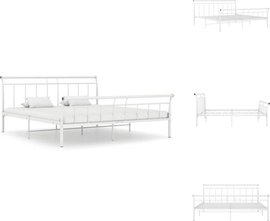 VidaXL Metalen Bedframe Comfort Bedframes 208 x 206 x 90 cm Wit Bed - Foto 2