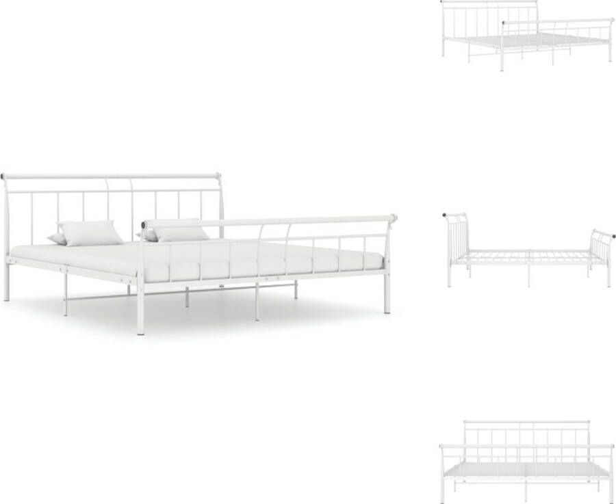 VidaXL Metalen Bedframe Comfort Bedframes 208 x 206 x 90 cm Wit Bed