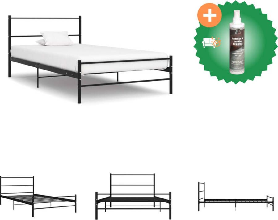 VidaXL Metalen bedframe Elegant en klassiek 205 x 97 x 83.5 cm Zwart Geschikt voor matras van 90 x 200 cm Bed Inclusief Reiniger