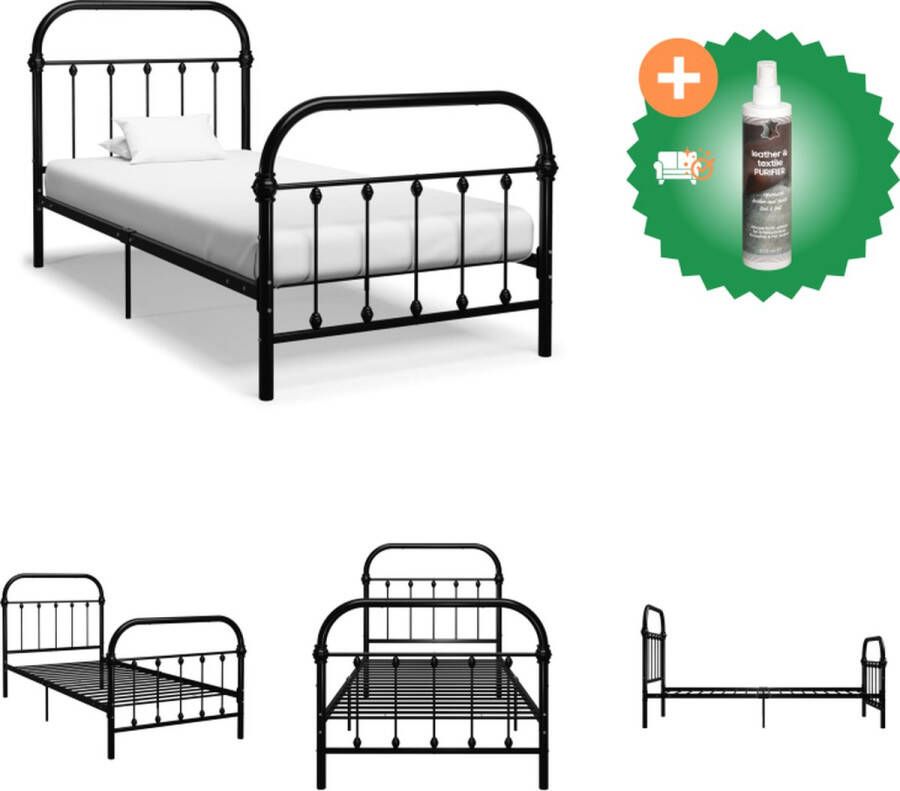 VidaXL Metalen Bedframe Elegant en klassiek Bedframe Afmetingen- 213 x 101 x 109 cm Ken- Massieve constructie Bed Inclusief Reiniger