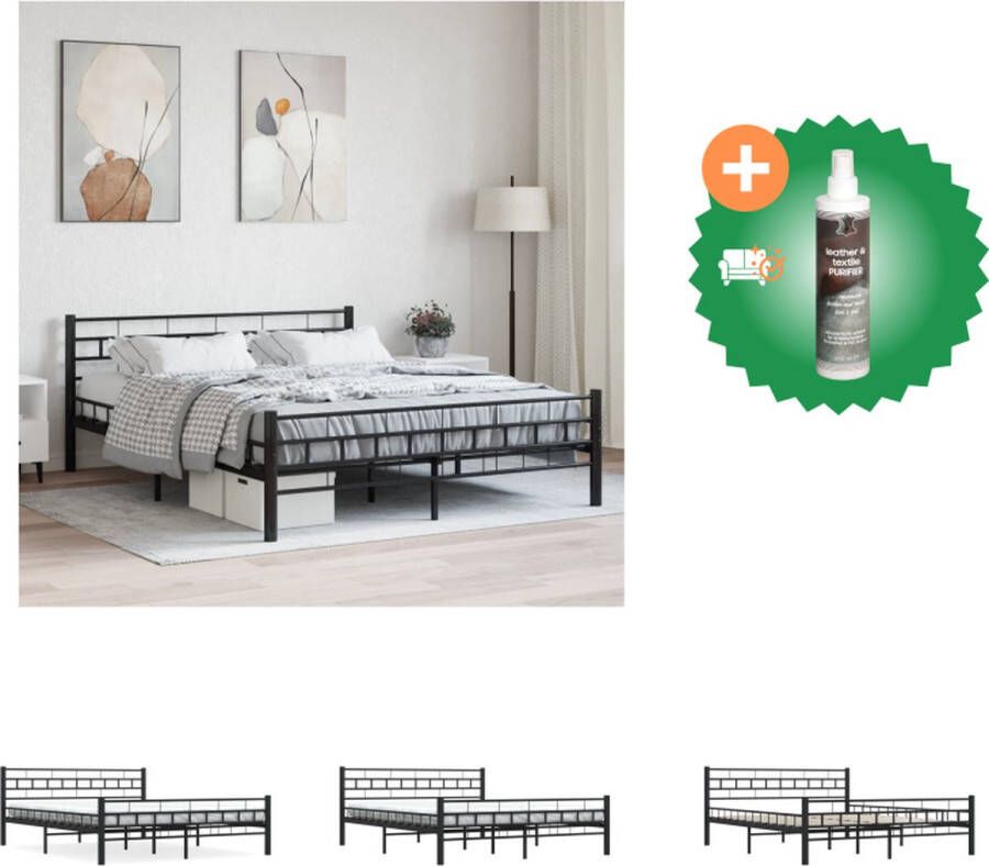 VidaXL Metalen Bedframe Elegant en klassiek Massieve constructie Inclusief lattenbodem Zwart 210x167x76 cm Geschikt voor matras 160x200 cm Bed Inclusief Reiniger