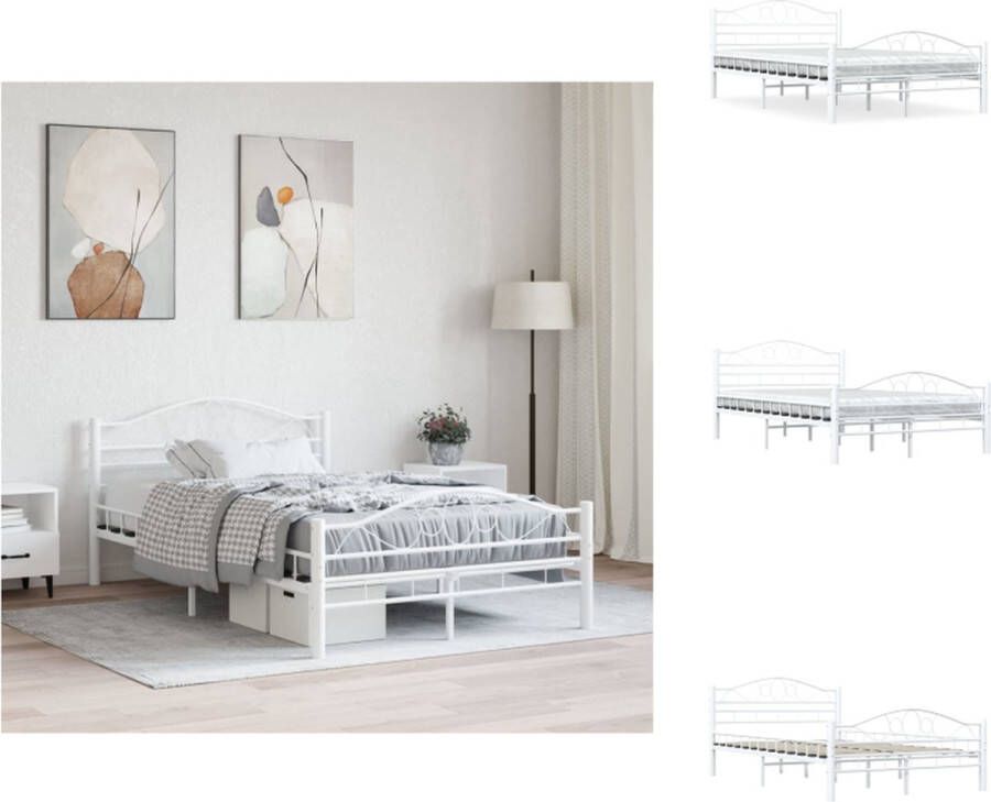 VidaXL Metalen Bedframe Elegant Klassiek Bed Afmeting- 210x147x85cm Ken- Wit Montage vereist Bed