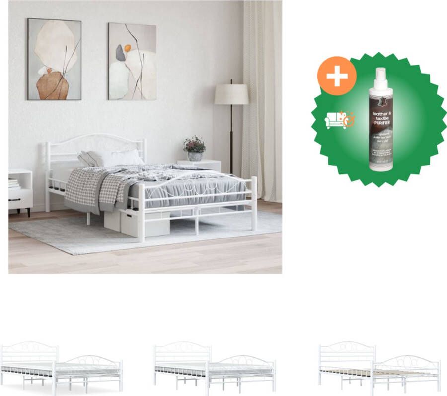 VidaXL Metalen Bedframe Elegant Klassiek Bed Afmeting- 210x147x85cm Ken- Wit Montage vereist Bed Inclusief Reiniger
