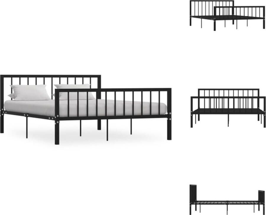 VidaXL Bedframe Bedframes Tweepersoonsbed Tweepersoonsbedden Bedframe metaal zwart 160x200 cm