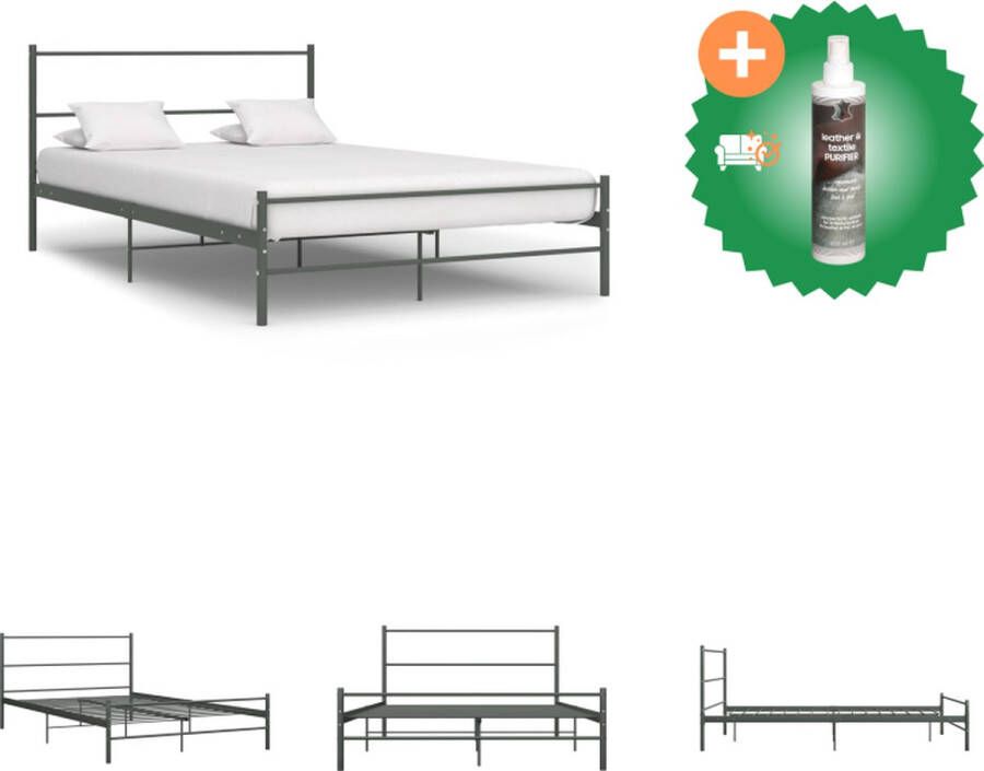 VidaXL Metalen Bedframe Grijs 205 x 167 x 83.5 cm Geschikt voor matras van 160 x 200 cm Bed Inclusief Reiniger