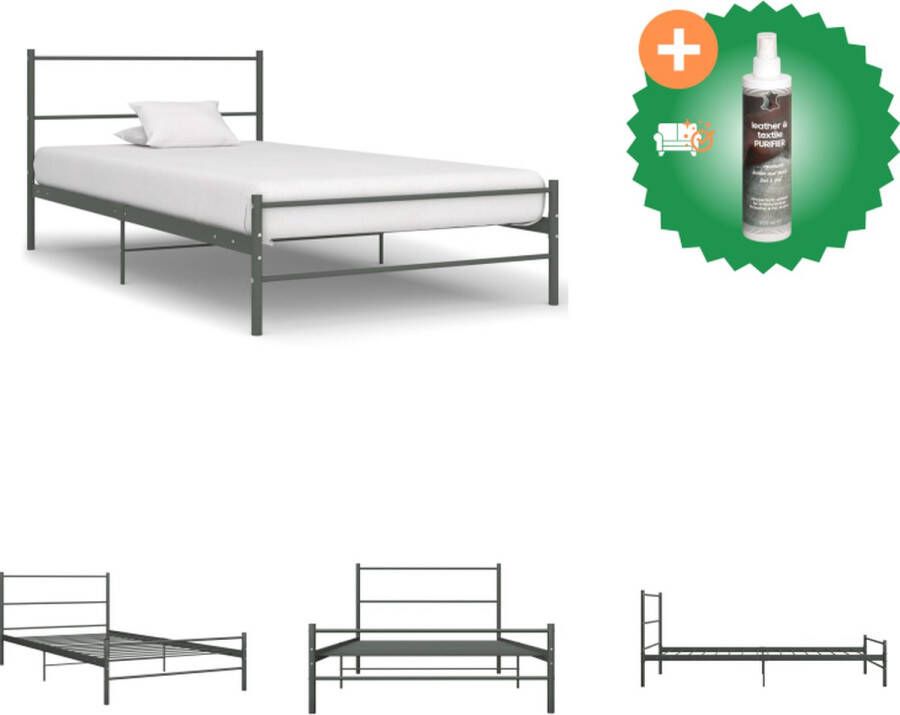 VidaXL Metalen Bedframe Grijs 205 x 97 x 83.5 cm 90 x 200 cm Bed Inclusief Reiniger