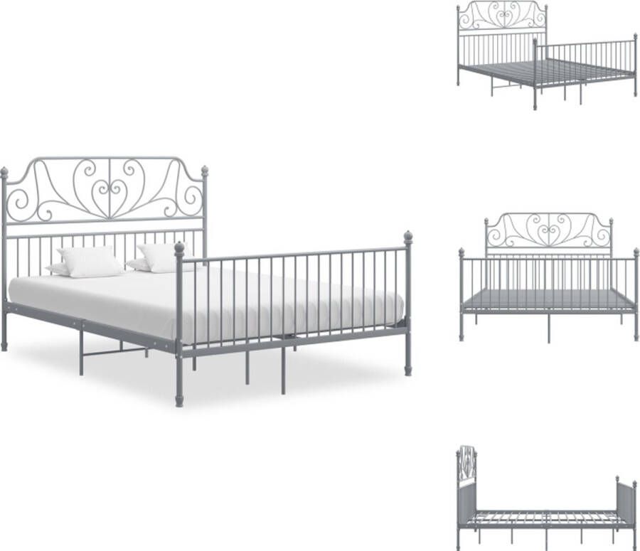 VidaXL Bedframe Bed Frame Bed Frames Bedframe zonder matras metaal grijs 140x200 cm - Foto 2