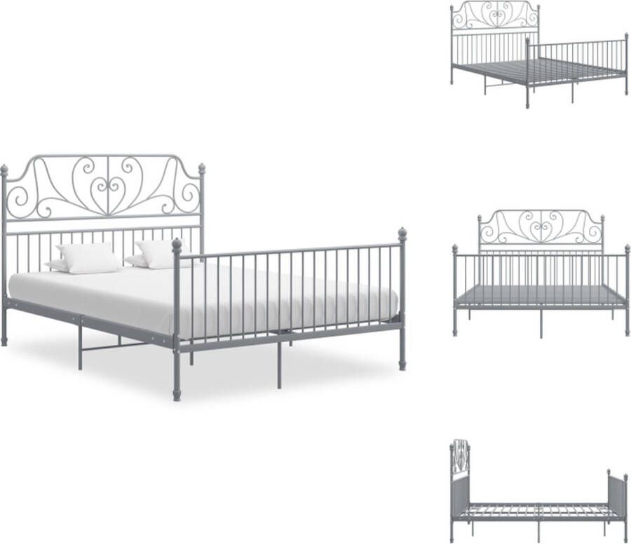 VidaXL Metalen Bedframe Grijs 206 x 164 x 131 cm (L x B x H) Geschikte matras- 160 x 200 cm (B x L) Montage vereist Bed