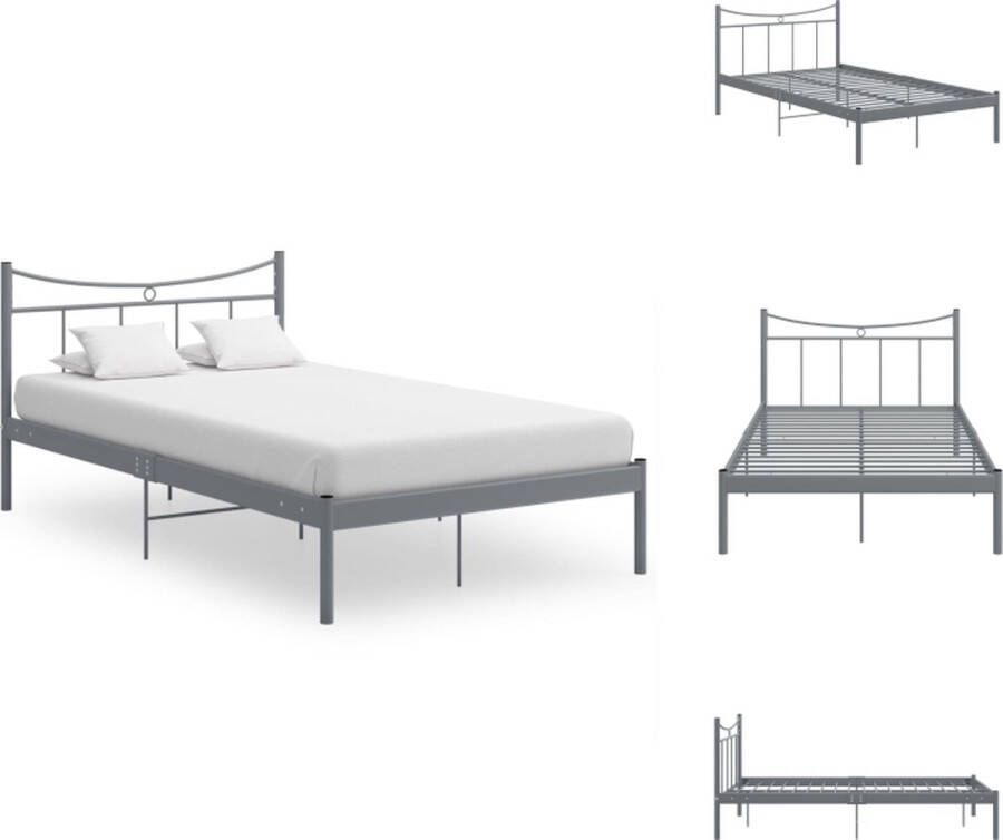 VidaXL Metalen Bedframe Grijs 208 x 126 x 88.5 cm Geschikte matras 120 x 200 cm Montage vereist Bed