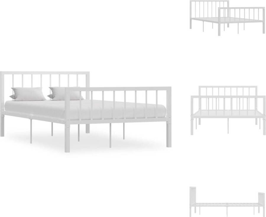 VidaXL Metalen Bedframe Klassiek Bed Afmeting- 208 x 126 x 84 cm Kleur- Wit Materiaal- Metaal Geschikte matras- 120 x 200 cm Montage vereist Bed