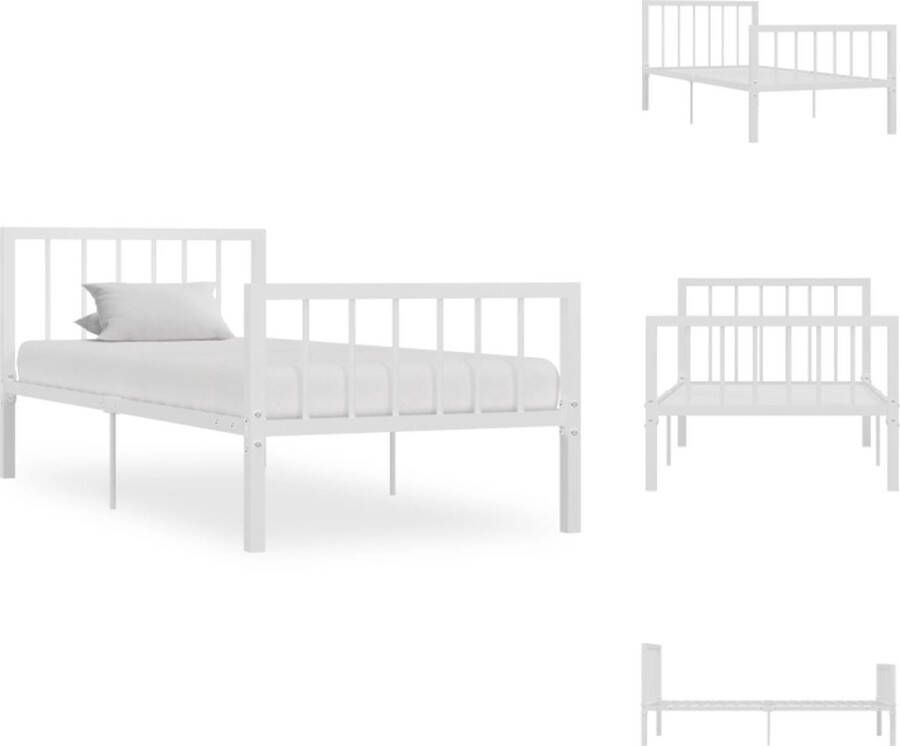 VidaXL Metalen Bedframe Klassiek Bedden Afmeting- 208 x 96 x 84 cm Kleur- wit Bed
