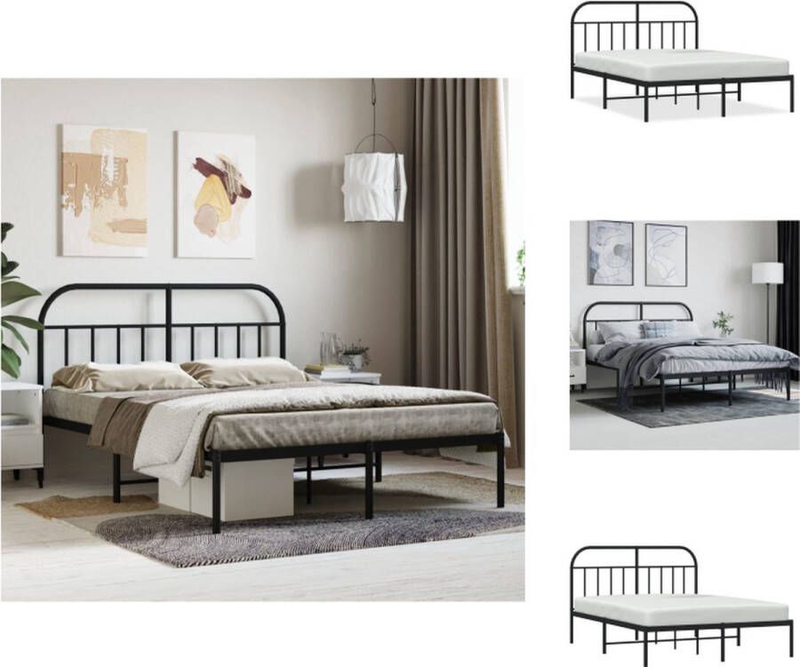 VidaXL Metalen Bedframe Klassiek design Robuust en elegant 196x142x100 cm Zwart Bed