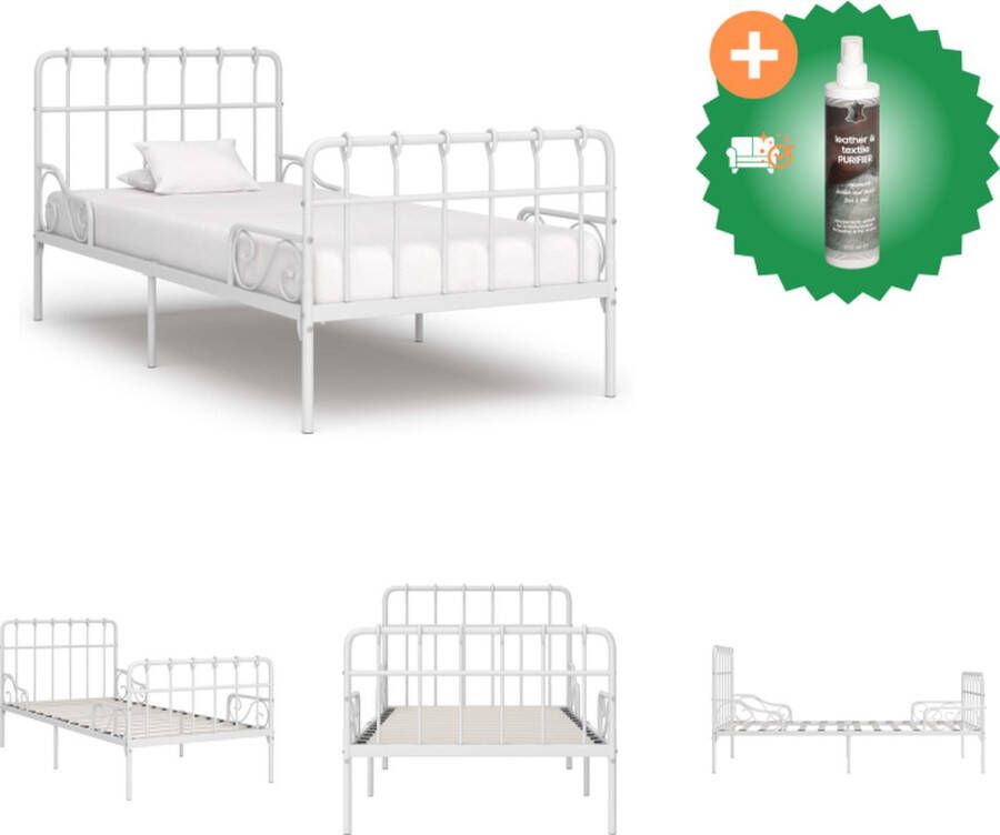 VidaXL Metalen Bedframe Klassieke Stijl Wit 204x95x95 cm Geschikt voor 90x200 cm Matras Bed Inclusief Reiniger