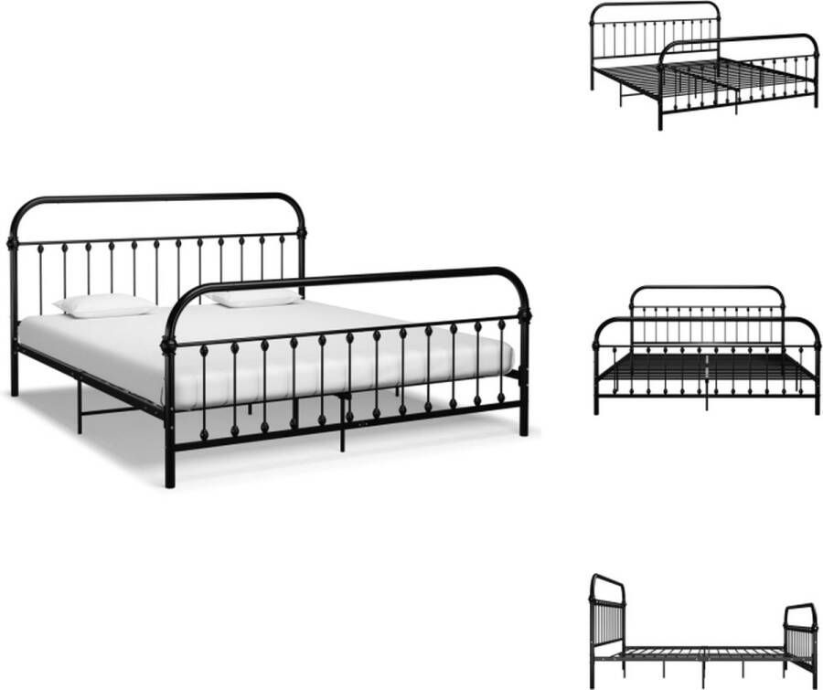 VidaXL Metalen Bedframe Massieve constructie Metalen lattenbodem Elegante en klassieke uitstraling Kleur- zwart Afmetingen- 213 x 191 x 109 cm (L x B x H) Geschikte matras- 180 x 200 cm Montage vereist Bed
