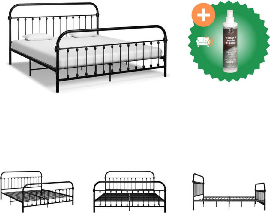 VidaXL Metalen Bedframe Massieve constructie Metalen lattenbodem Elegante en klassieke uitstraling Kleur- zwart Afmetingen- 213 x 191 x 109 cm (L x B x H) Geschikte matras- 180 x 200 cm Montage vereist Bed Inclusief Reiniger