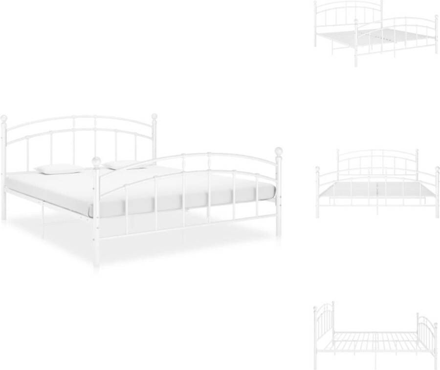 VidaXL Bedframe Bedframes Tweepersoonsbed Tweepersoonsbedden Bedframe metaal wit 160x200 cm