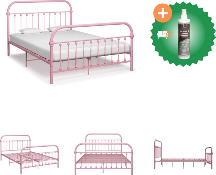 VidaXL Metalen Bedframe Roze 213 x 151 x 109 cm 140 x 200 cm matras Montage vereist Bed Inclusief Reiniger