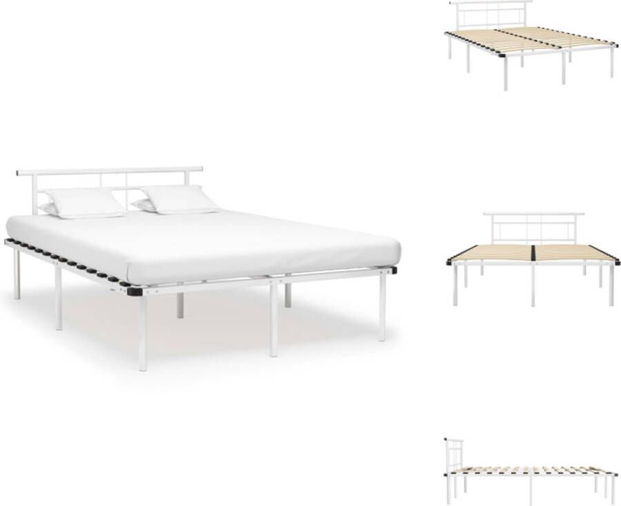 VidaXL Metalen Bedframe Wit 200 x 160 x 78 cm Geschikt voor 160 x 200 cm Matras Montage vereist Bed