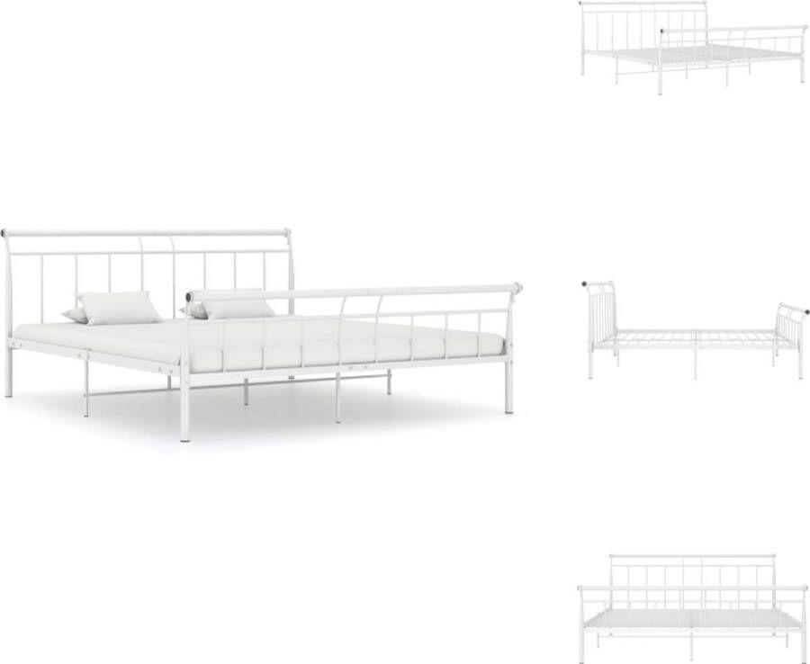 VidaXL Metalen Bedframe Wit 208 x 186 x 90 cm Stevig en duurzaam Bed