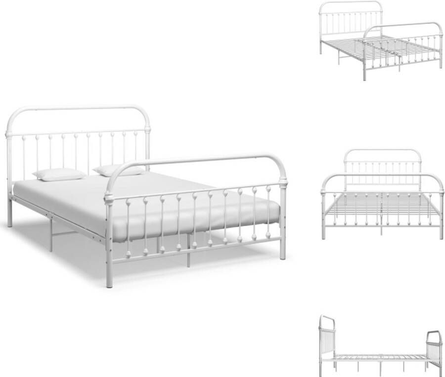VidaXL Metalen Bedframe Wit 213 x 131 x 109 cm Geschikt voor 120 x 200 cm matras Montage vereist Bed
