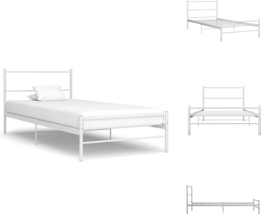 VidaXL Metalen Bedframe Wit Eenpersoons 209 x 97 x 84 cm Inclusief lattenbodem Bed