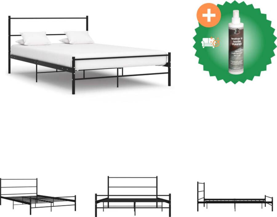 VidaXL Metalen Bedframe Zwart 205 x 147 x 83.5 cm Geschikt voor 140 x 200 cm matras Bed Inclusief Reiniger