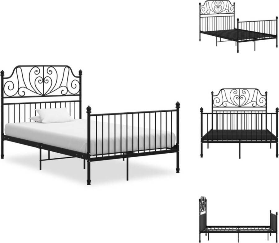 VidaXL Metalen Bedframe Zwart 206 x 124 x 124 cm Gepoedercoat Metaal Geschikte matras- 120 x 200 cm Montage vereist Bed