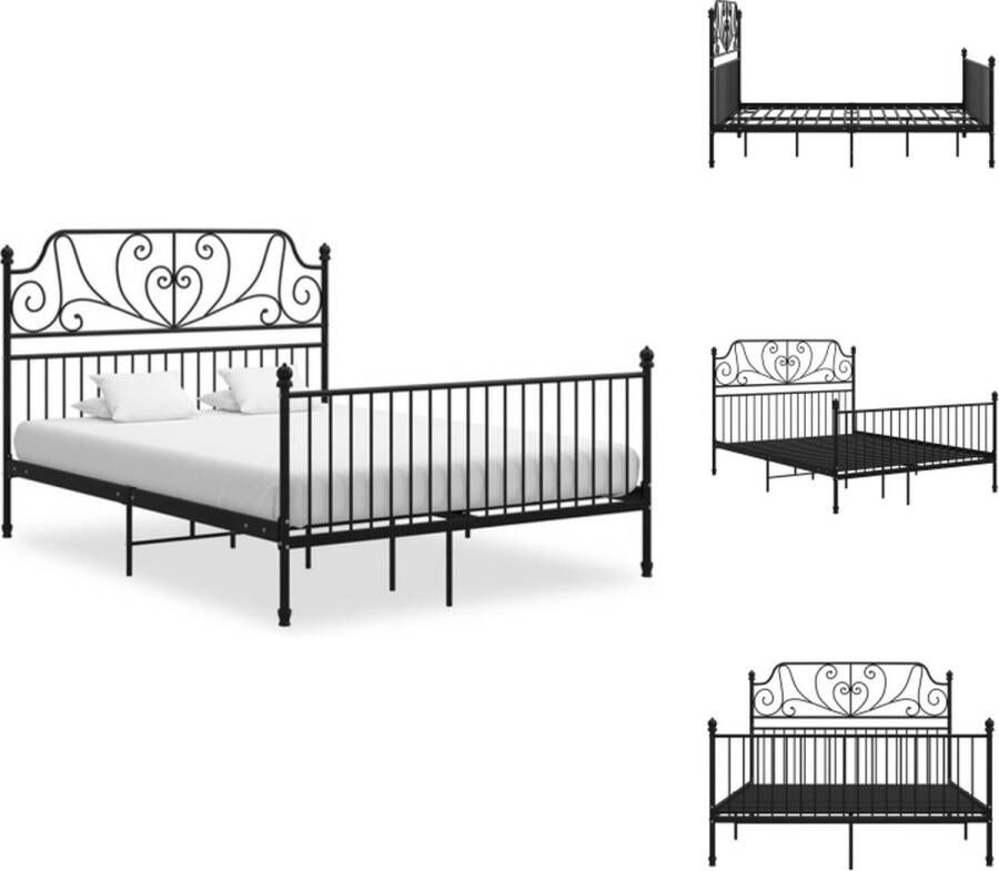 VidaXL Metalen Bedframe Zwart 206 x 164 x 131 cm Gepoedercoat Metaal Bed - Foto 2