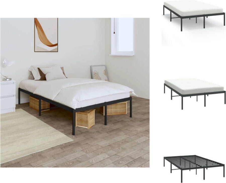 VidaXL Metalen Bedframe Zwart 207 x 125 x 31 cm Robuust en tijdloos design Bed