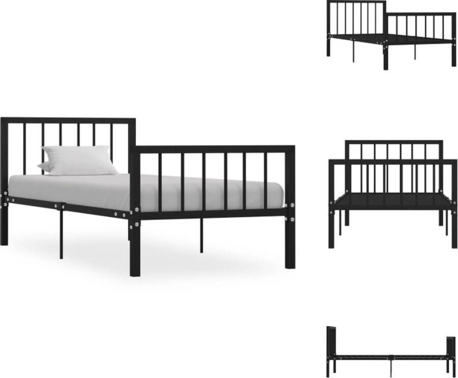 VidaXL Metalen Bedframe Zwart 208 x 106 x 84 cm Geschikt voor 100 x 200 cm matras Montage vereist Bed