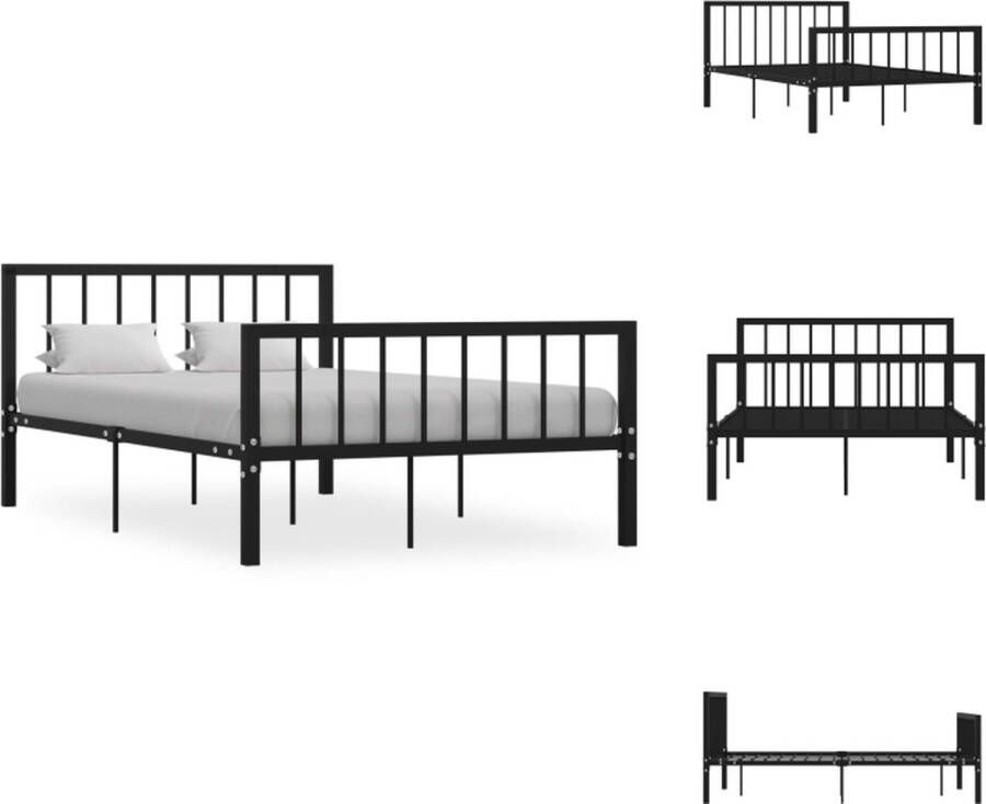 VidaXL Metalen Bedframe Zwart 208 x 126 x 84 cm Geschikt voor 120 x 200 cm matras Montage vereist Bed