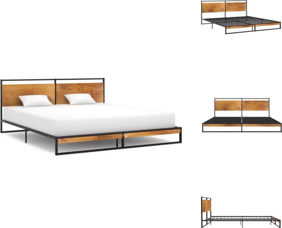 VidaXL Metalen Bedframe Zwart 208 x 184 x 82.5 cm Massieve constructie Stevige lattenbodem Matras 180 x 200 cm Bed