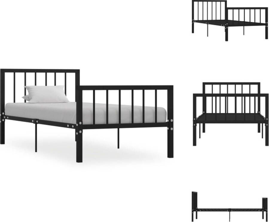 VidaXL Metalen Bedframe Zwart 208 x 96 x 84 cm Geschikt voor matras van 90 x 200 cm Montage vereist Bed