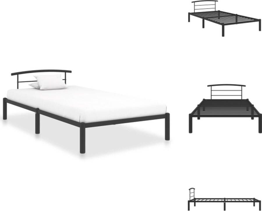 VidaXL Metalen Bedframe Zwart 210 x 100 x 63 cm 90 x 200 cm (B x L) Eenvoudige montage Massieve constructie Bed