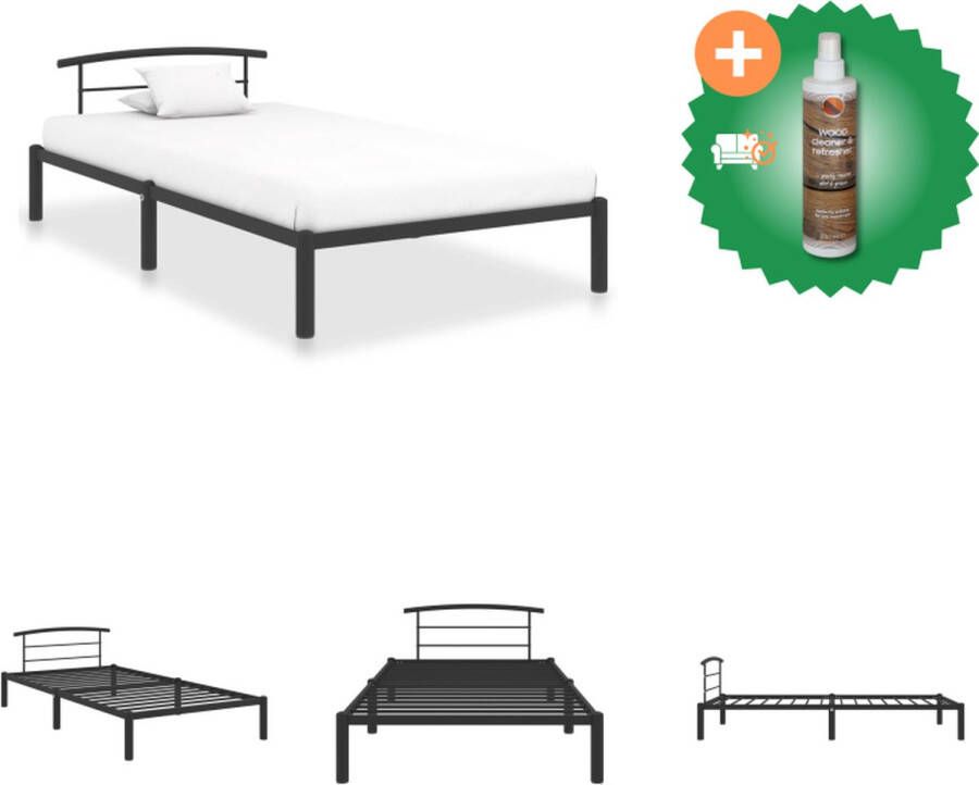 VidaXL Metalen Bedframe Zwart 210 x 110 x 63 cm (L x B x H) 100 x 200 cm Matras Eenvoudige montage Bed Inclusief Houtreiniger en verfrisser