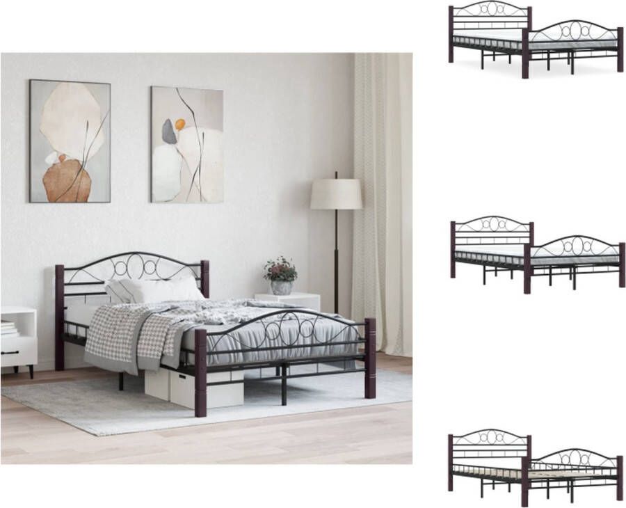 vidaXL Metalen Bedframe Zwart 210 x 127 x 85 cm Suitable voor matras 120 x 200 cm Massieve constructie Bed